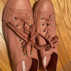 Pink leather Converse sneakers